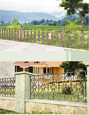 wall fencing with wrought iron