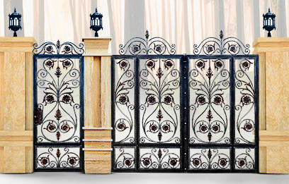 wrought iron gate desighned by floral deck