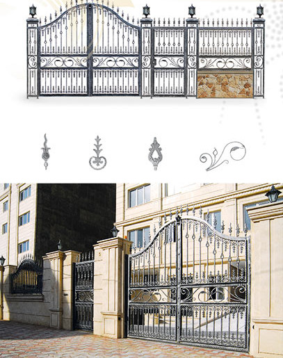 Wrought iron components for gate