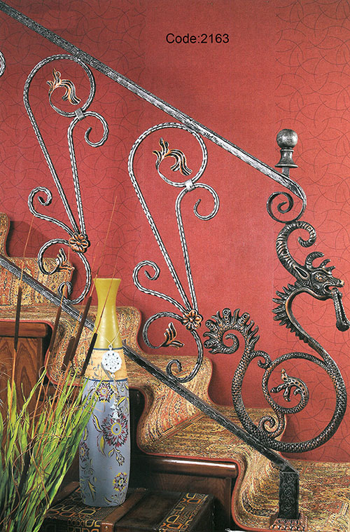 wrought iron balusters with decorative baskets