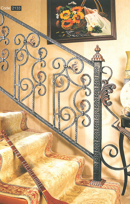 Indoor and outdoor wrought iron stairs traditional
