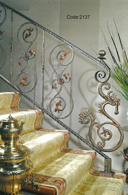ornamental elegant wrought iron stair handrail