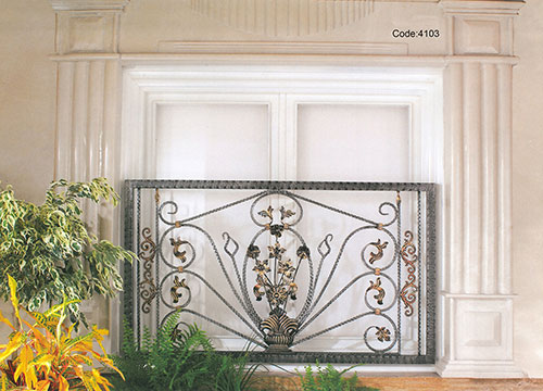 Exterior window with decorative wrought iron grill
