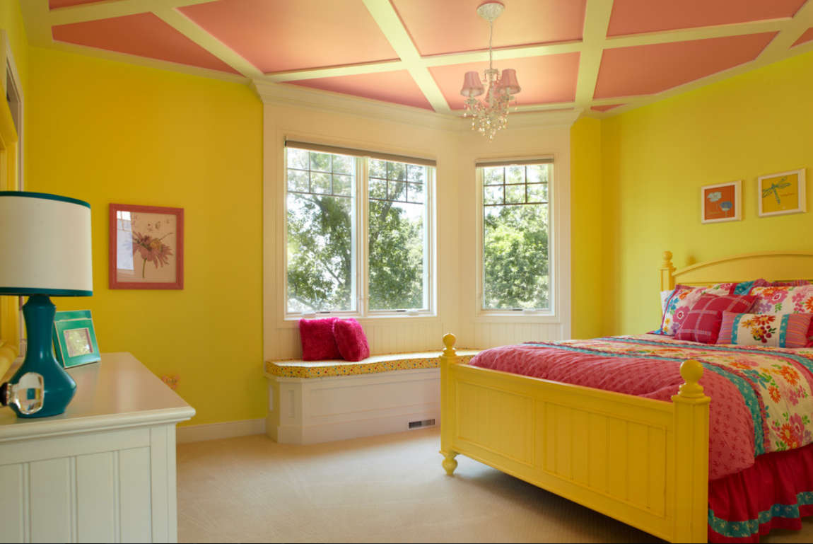 اتاق خواب دخترانه با رنگ زرد