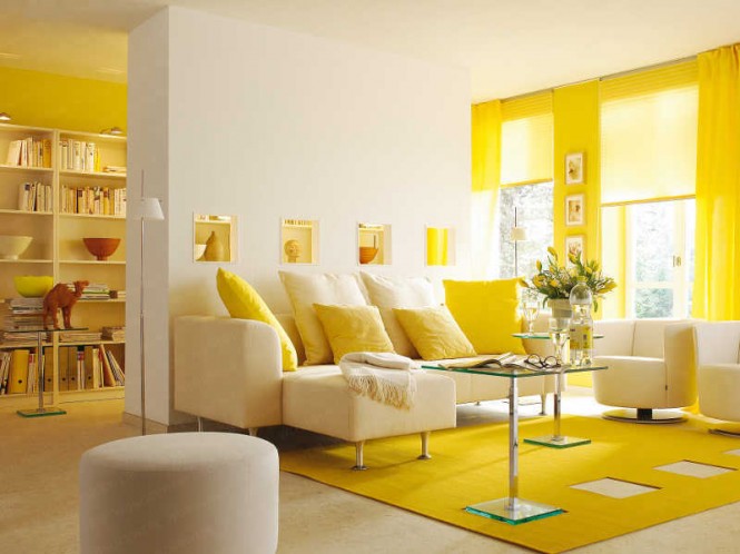 اتاق نشیمن با رنگ زرد